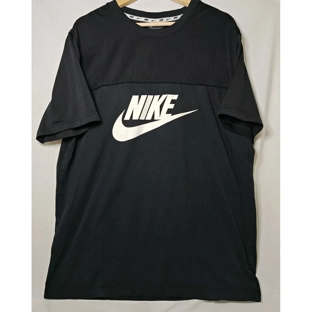 Nike Tech Black Men's White Logo T-Shirt XLarge 3D Graphic CW5385-010 DRIFIT